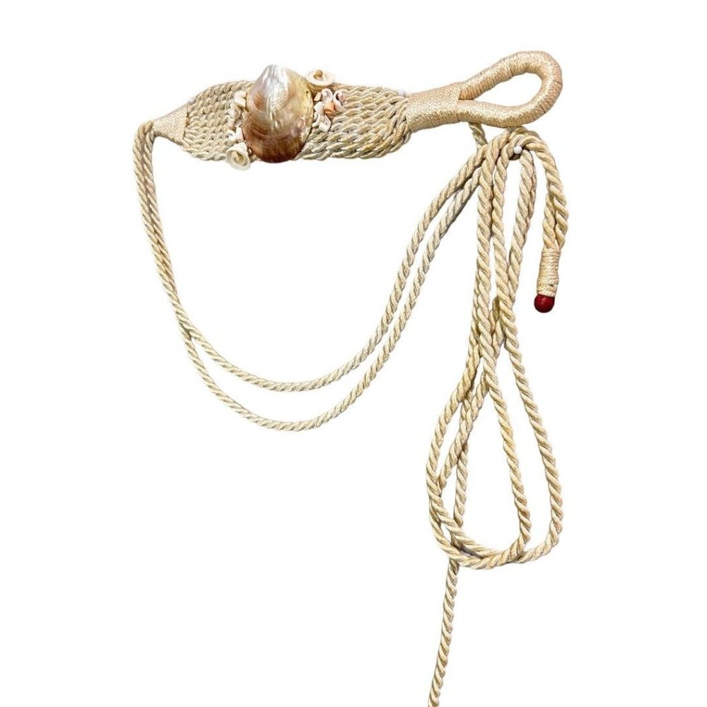 One Curtain Tieback Rope Beach Theme Boho Shell Off‎ White 43" Loop Closure
